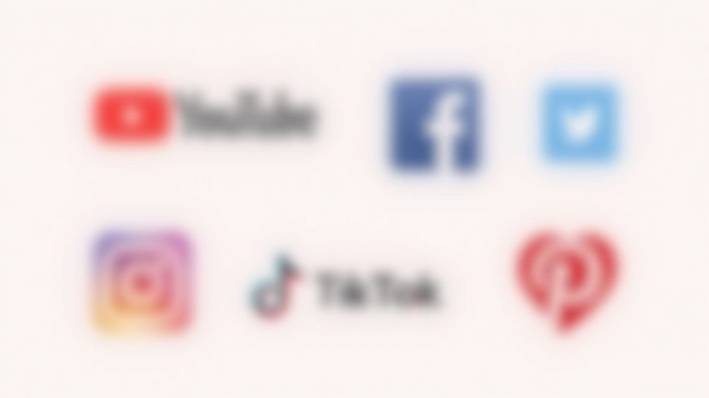 A colorful collage of popular social media logos on a neutral background