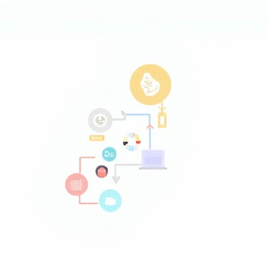 An illustrated flatlay of affiliate marketing terms and icons